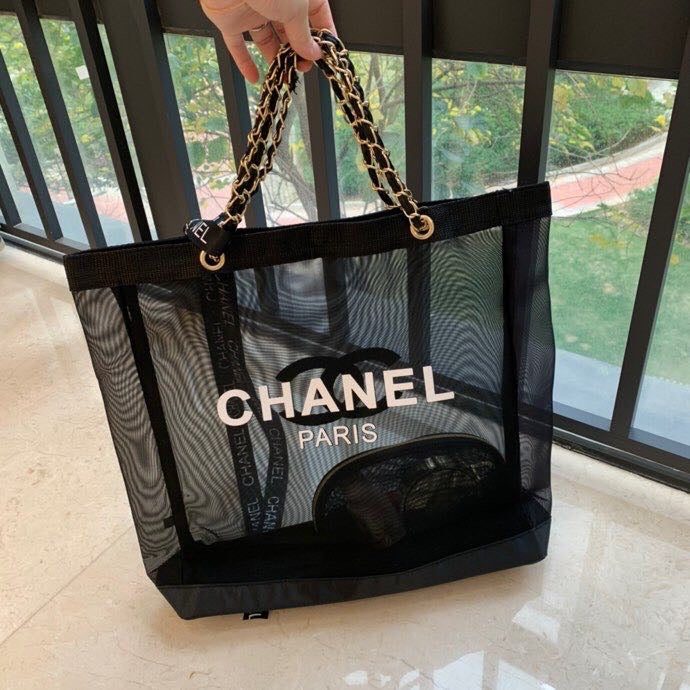 Chanel mesh beach bag on sale