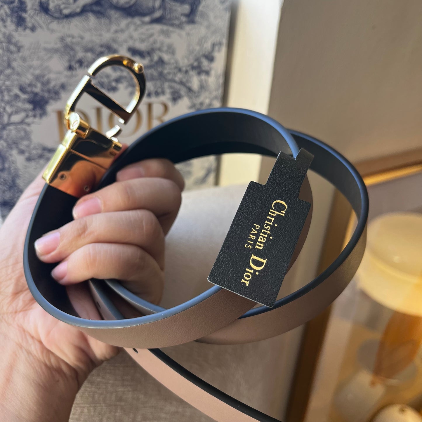 Christian Dior Reversible Belt (Taupe)