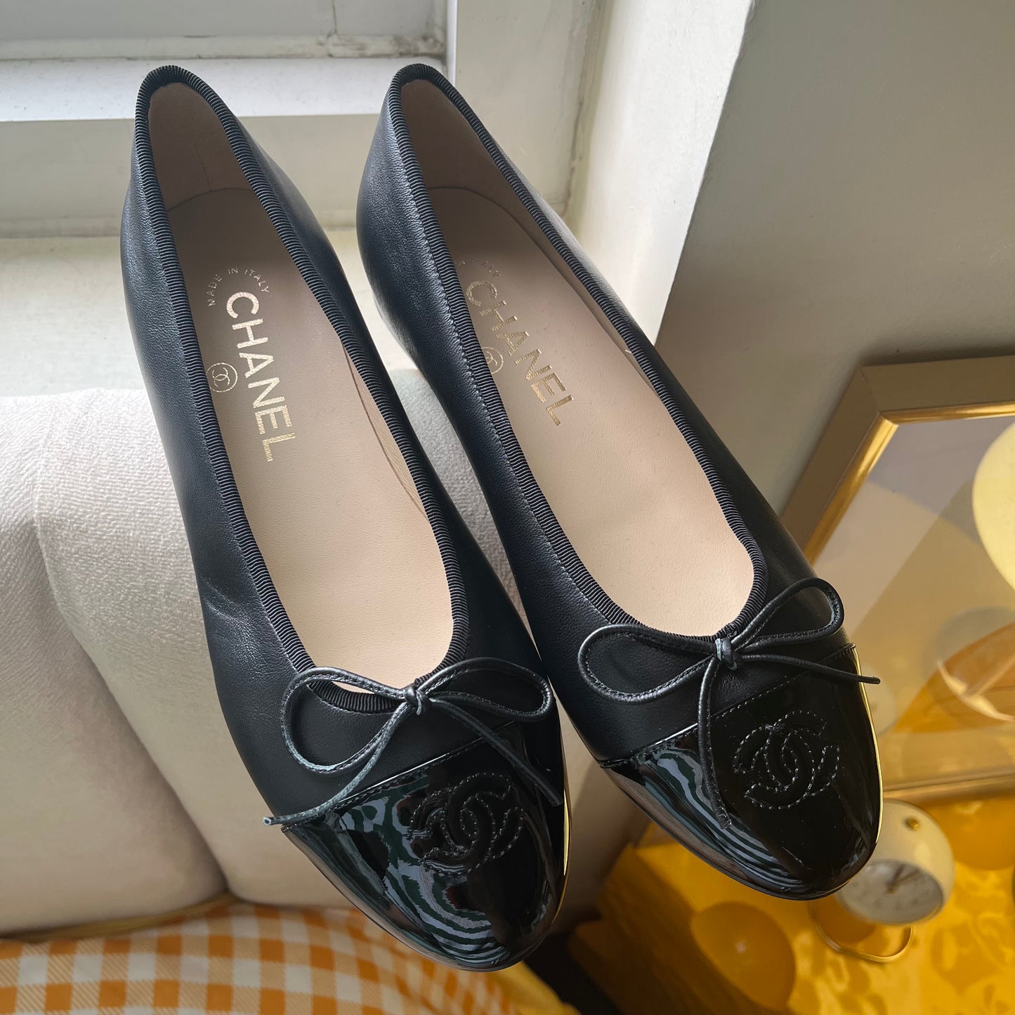 Chanel Ballet Black Patent Captoe