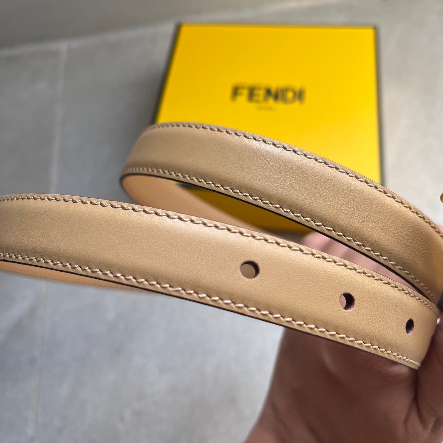 Fendi O-Lock Belt (Beige)