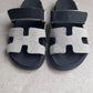 Hermes Chypre Sandals (Denim/Black