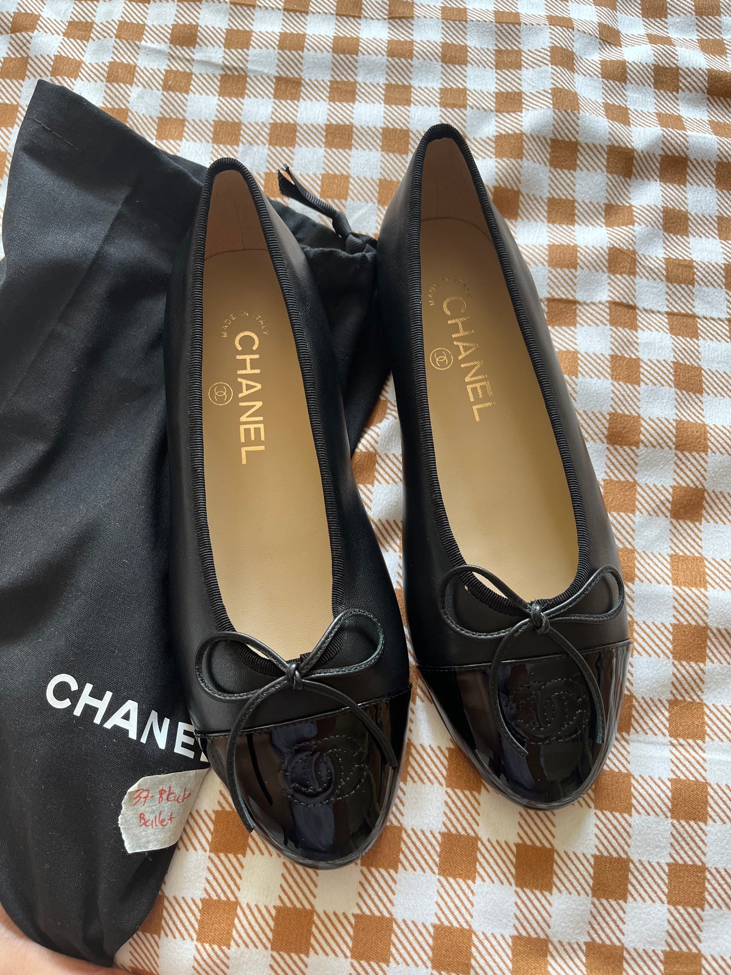 Chanel Ballet Black Patent Captoe