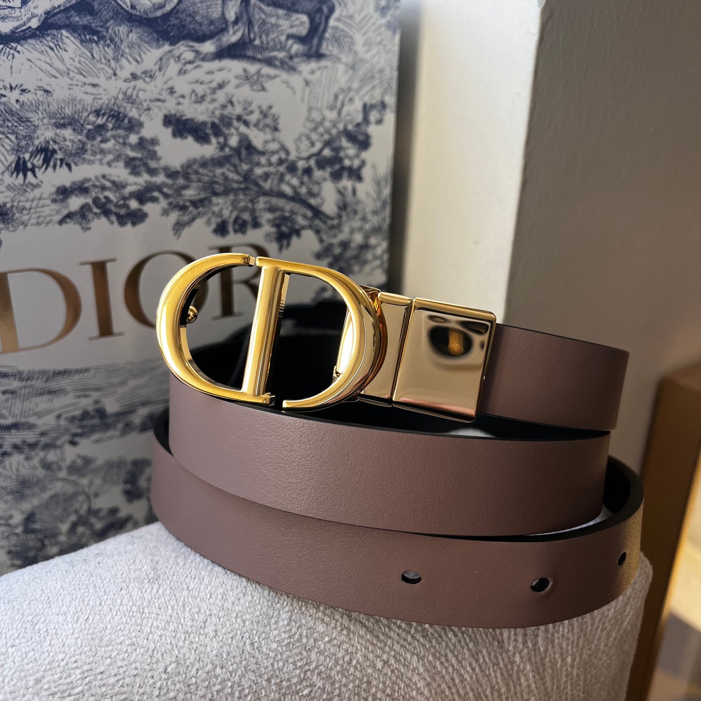 Christian Dior Reversible Belt (Taupe)