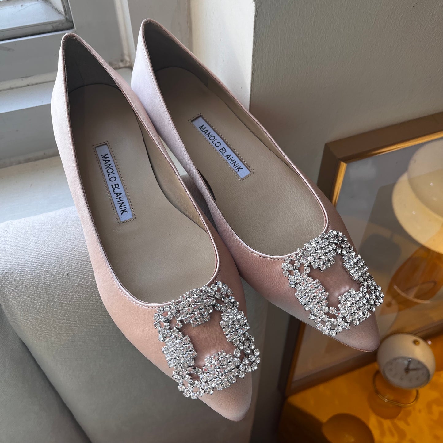 Manolo Blahnik Suede Nude Flats