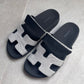 Hermes Chypre Sandals (Denim/Black