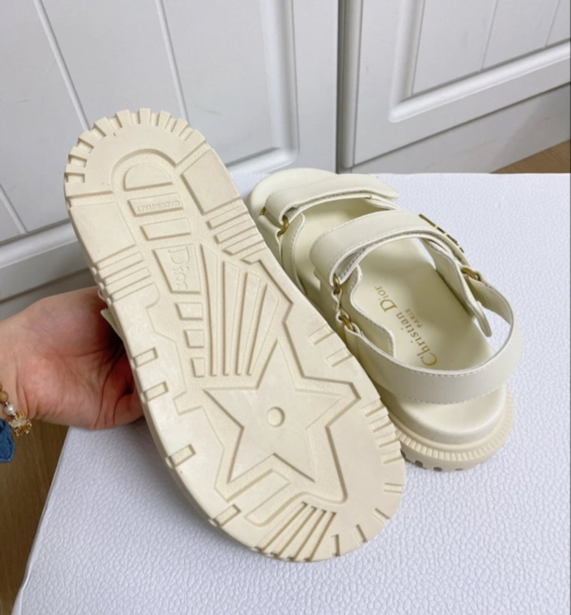 Christian Dior Dad Sandals White with Strap