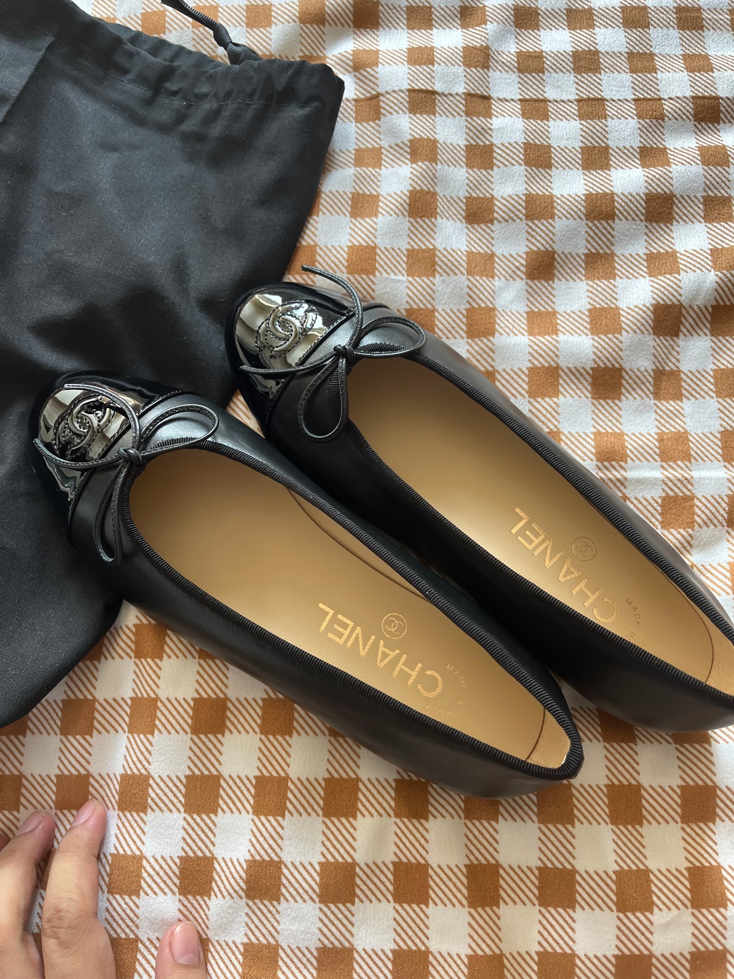 Chanel Ballet Black Patent Captoe