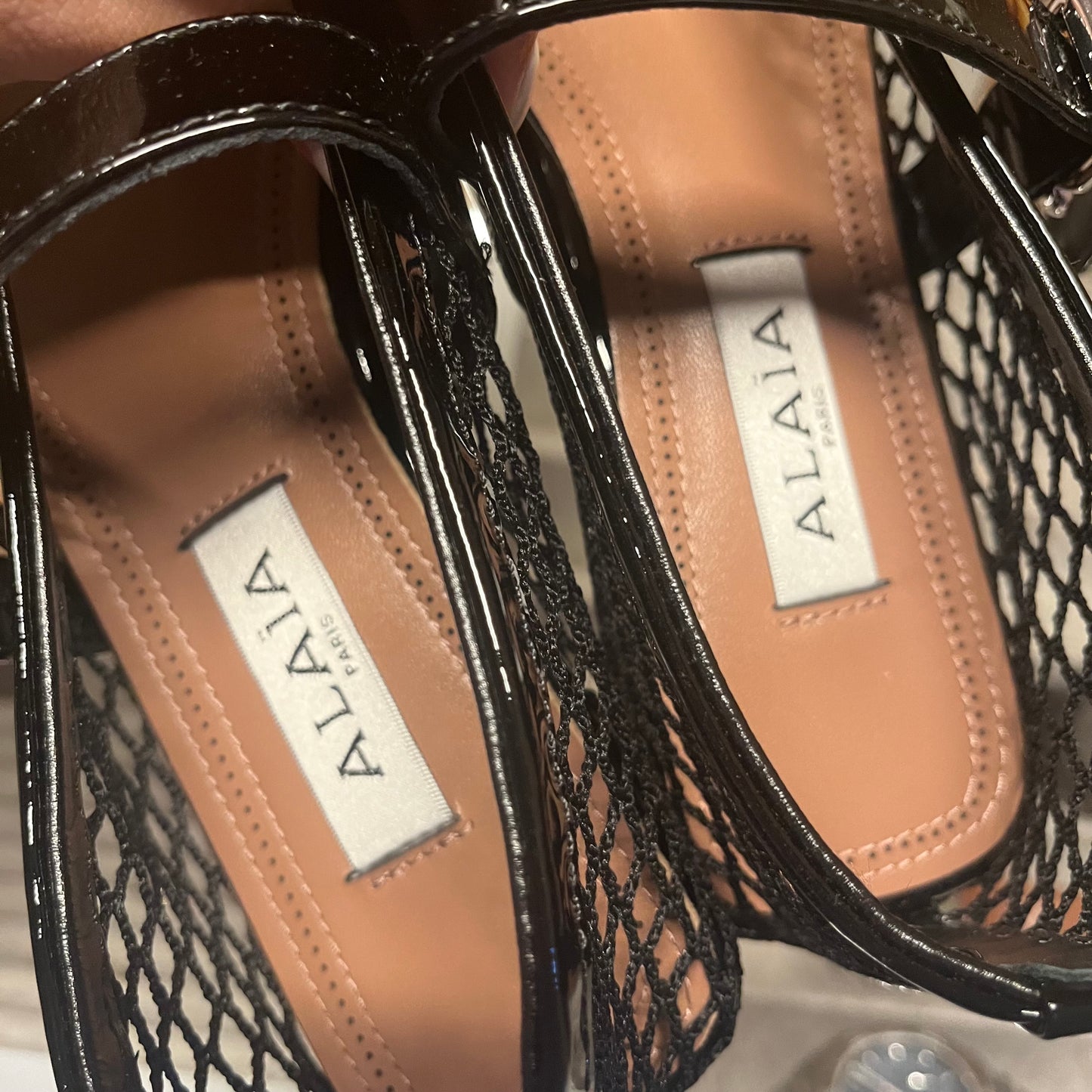 Alaia Black Net Ballet Sandals