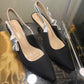 Christian Dior Kitten Heels Slingback Black