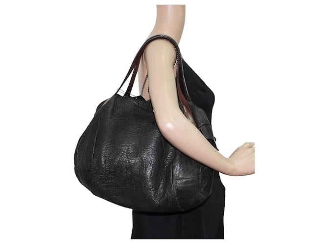 Celine Black Leather Bowling Bag