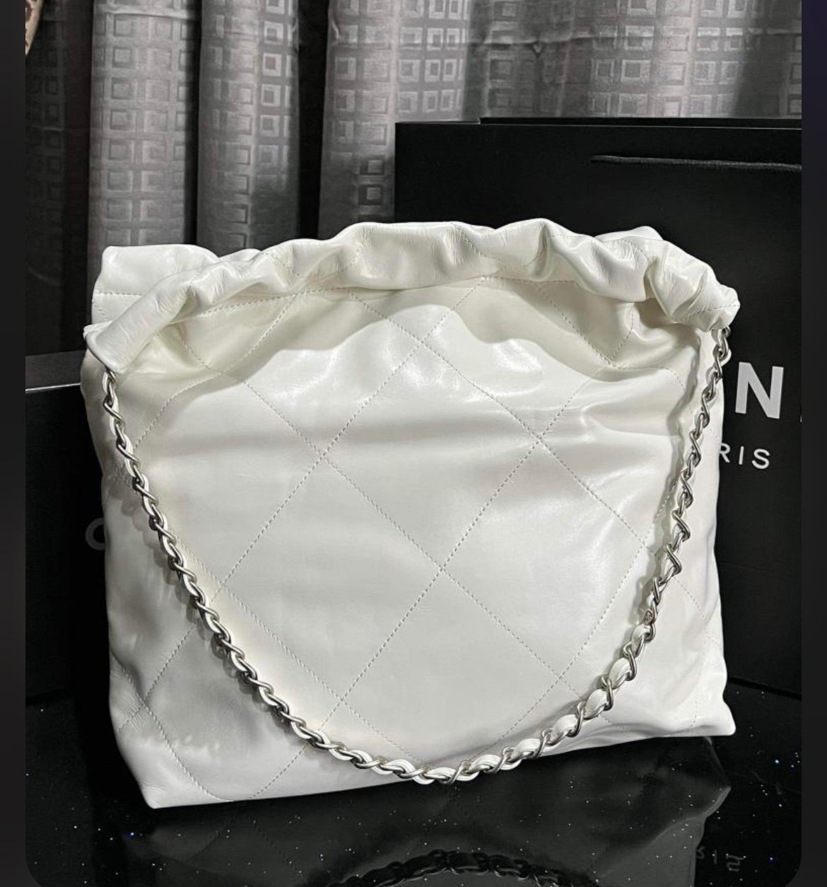 Chanel Quilted White Tote