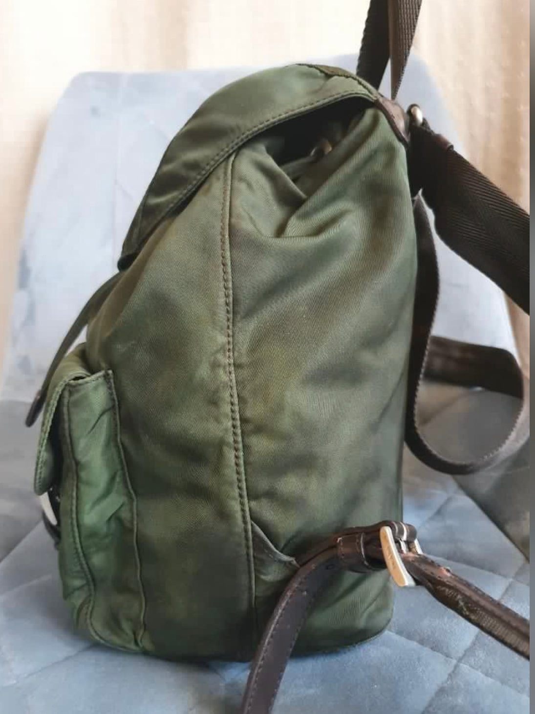 Pr@da Army Green Backpack