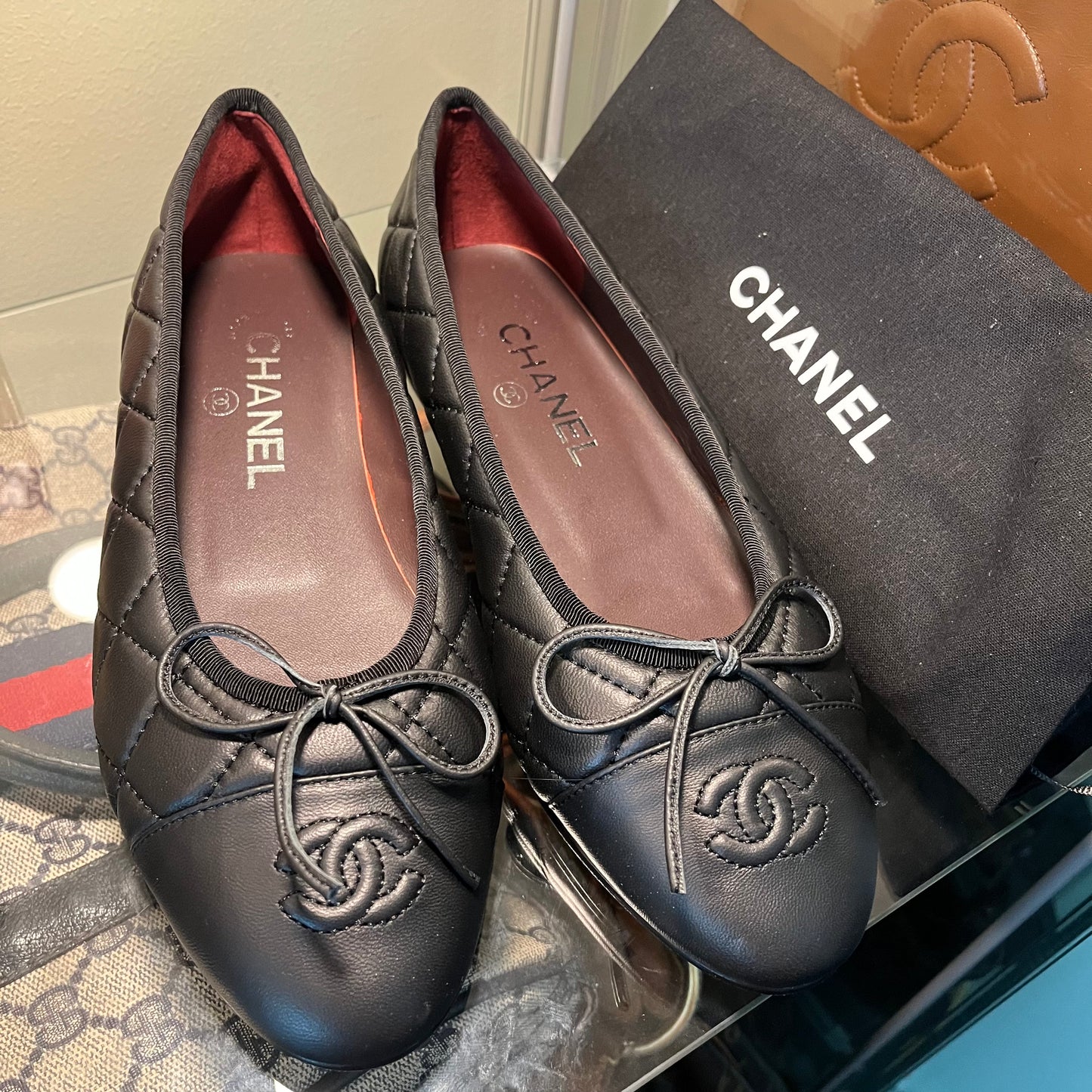 Chanel Quilted Ballet Black 37