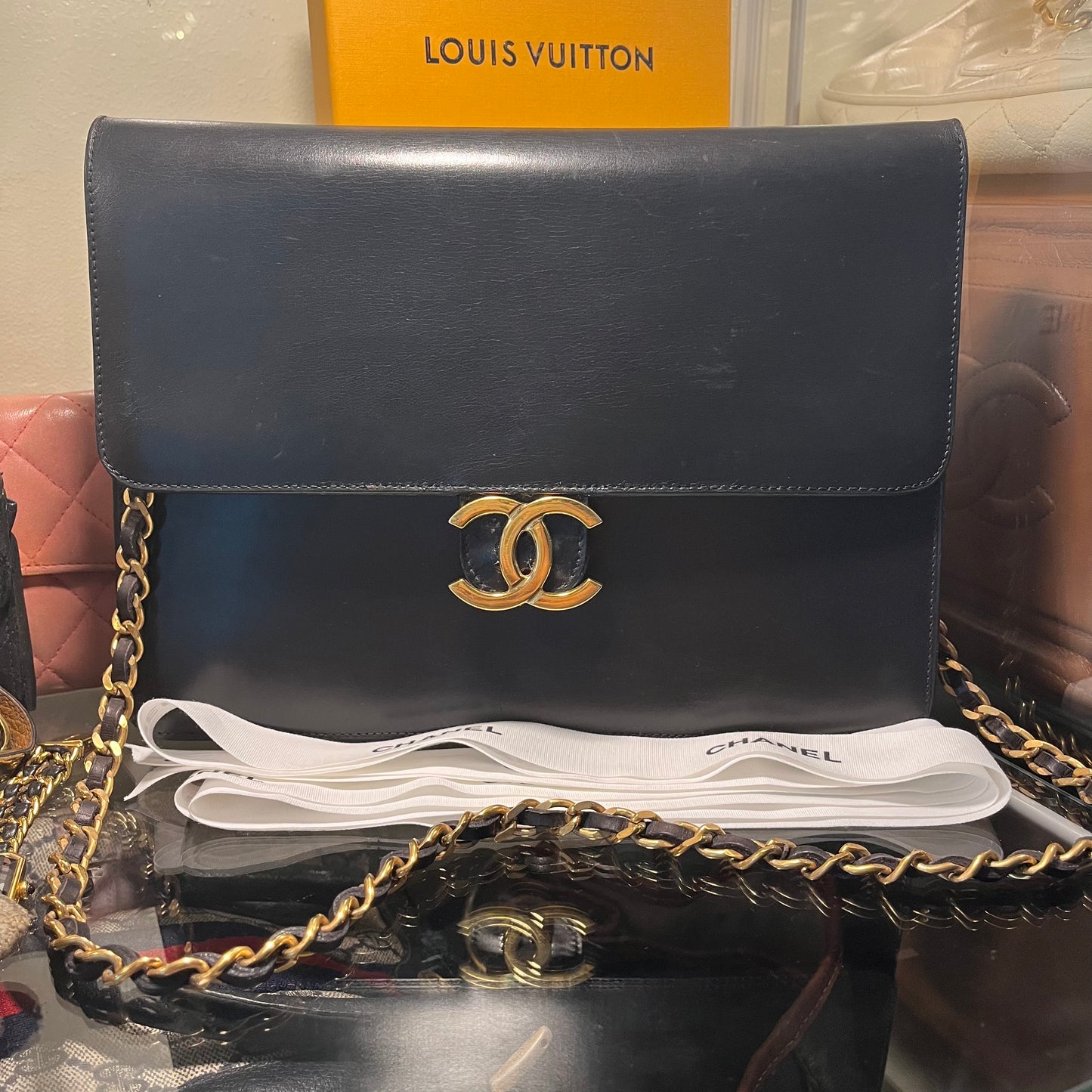 Chanel Flap Calfskin Shoulder Bag