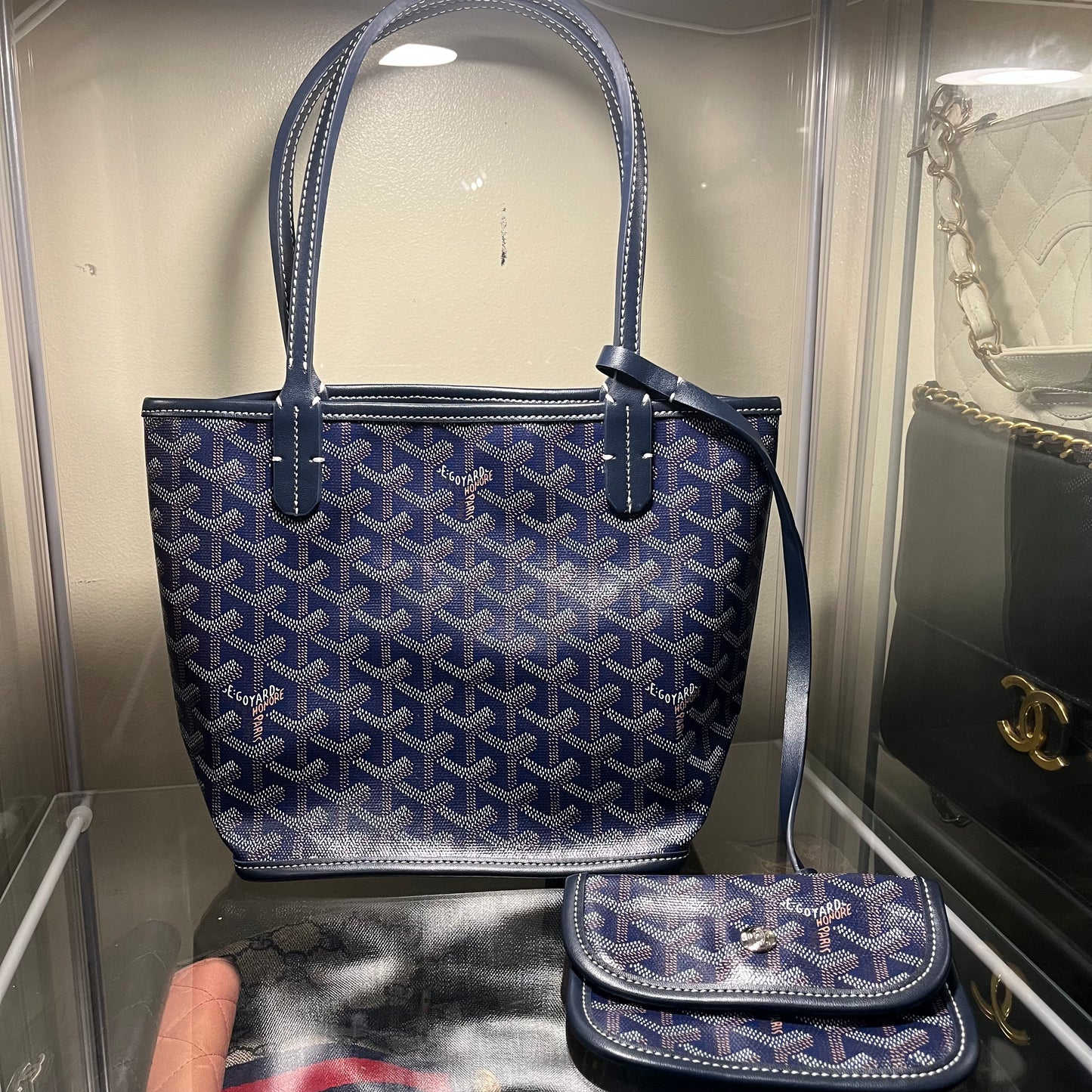 Goyard Anjou Reversible Mini Tote Dark Blue