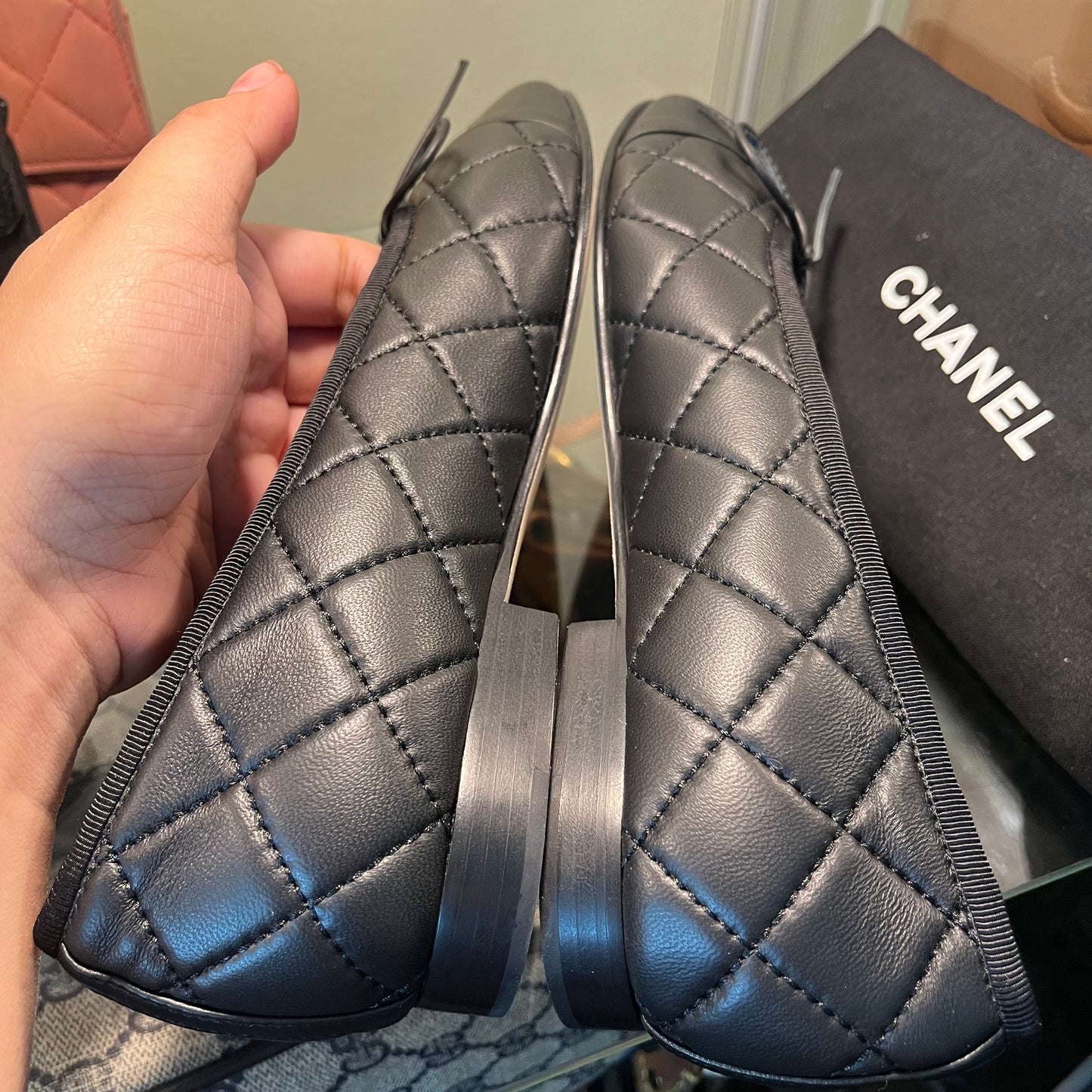 Chanel Quilted Ballet Black 37