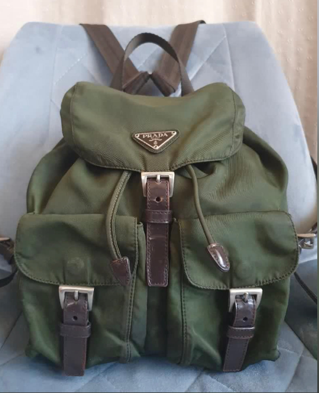 Pr@da Army Green Backpack