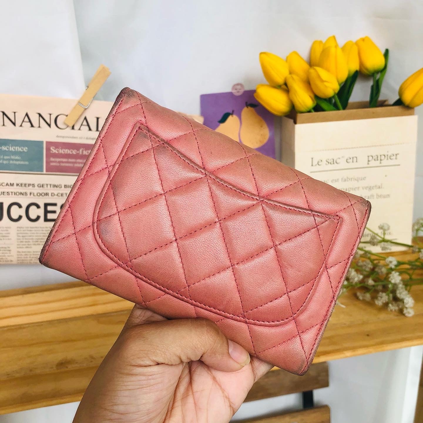 Chanel Pink Soft Quilted Wallet