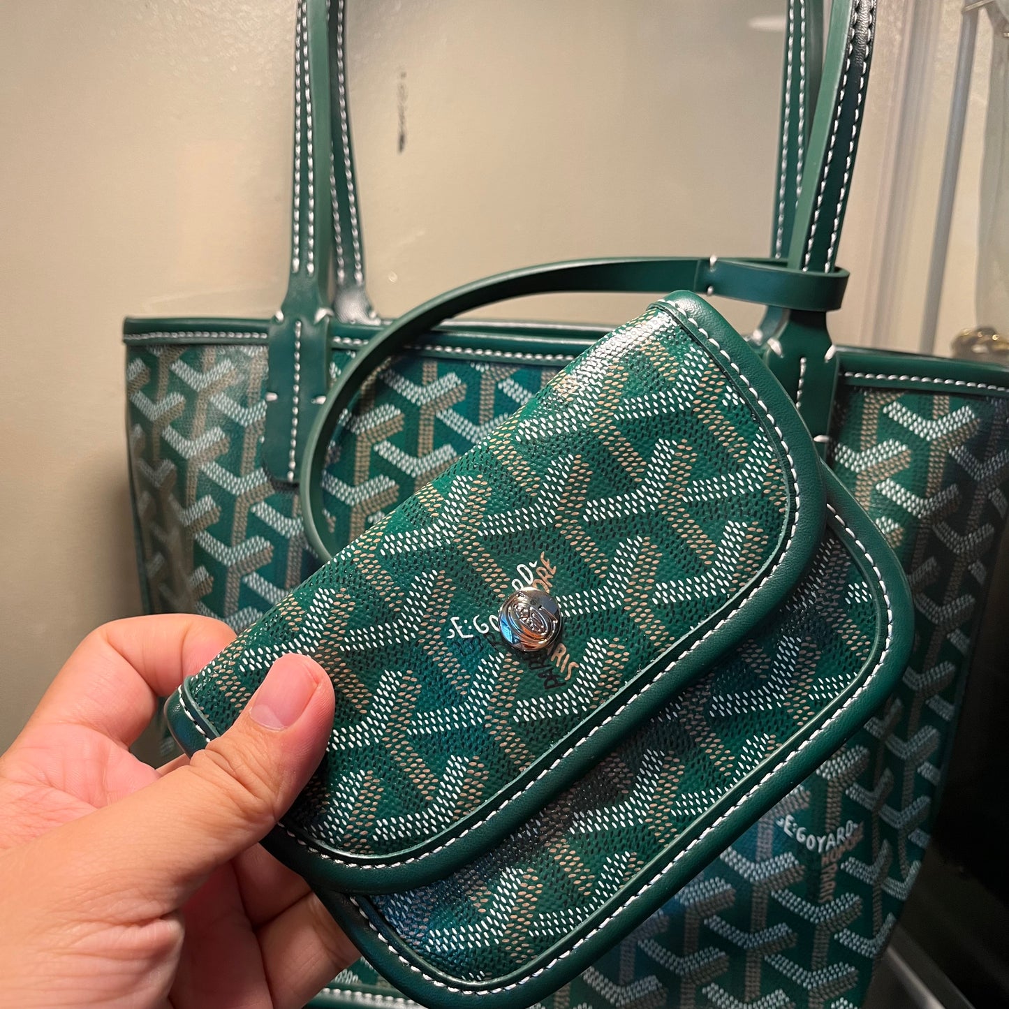 Goyard Anjou Reversible Mini Tote Green