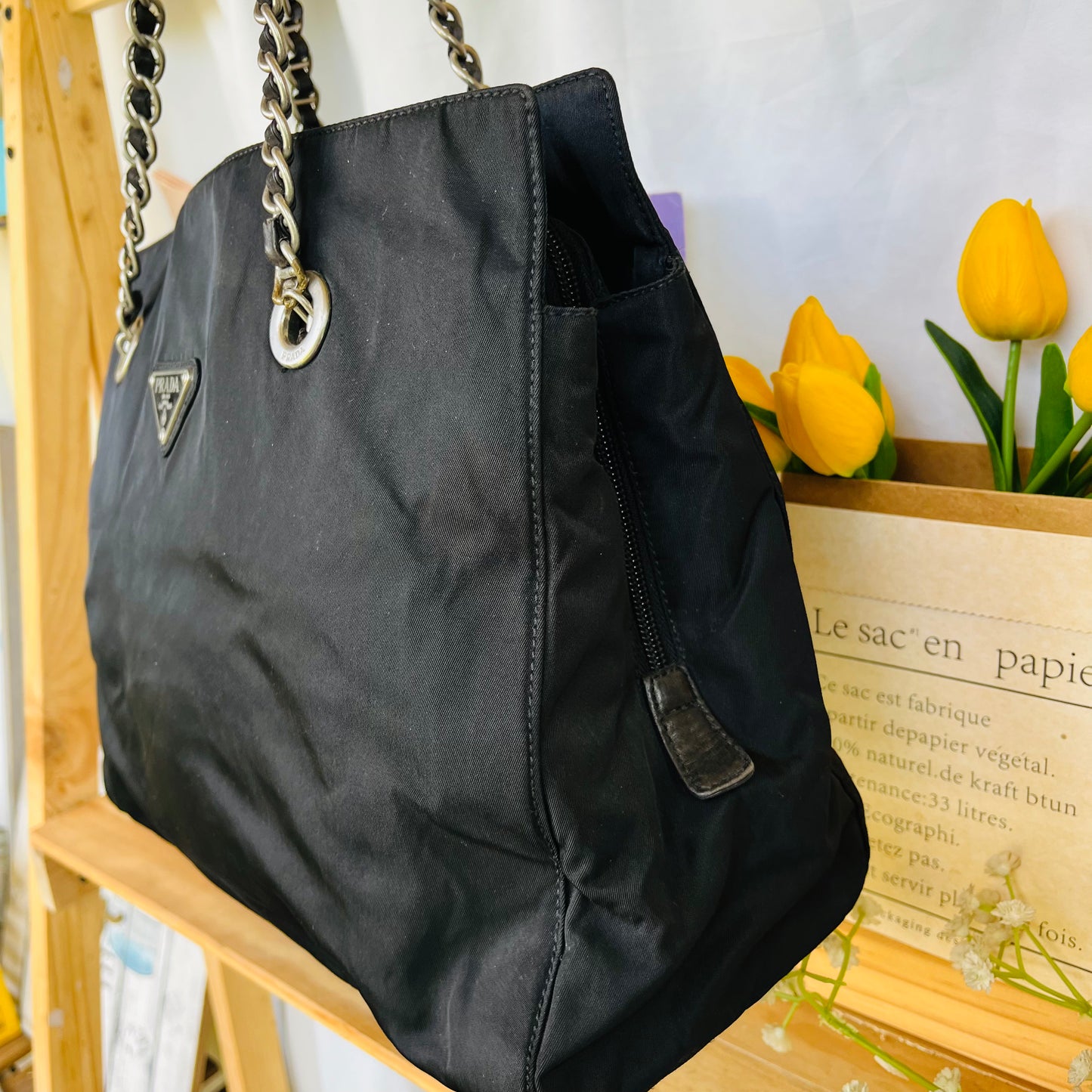 Pr@da Nylon Chain Tote